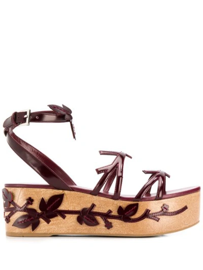 Prada Appliqué Platform Sandals In F0d27 Crimson