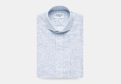 Ledbury Men's Blue Chaversham Cotton Linen Casual Shirt Classic Cotton/linen