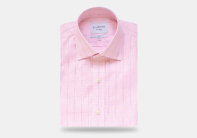 Ledbury Men's Pink Tauton Check Dress Shirt Cotton