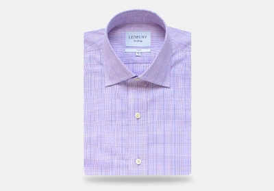 Ledbury Men's Lilac Tauton Check Dress Shirt Lilac Purple Cotton