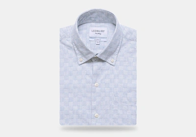 Ledbury Men's Short Sleeve Tamarack Stripe Casual Shirt Blue Classic Cotton