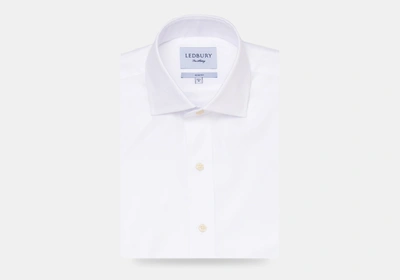Ledbury Men's White Fine Twill Spread Dress Shirt Cotton