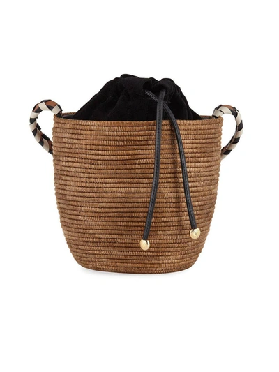 Cesta Collective Woven Lunchpail Crossbody Bucket Bag In Brown