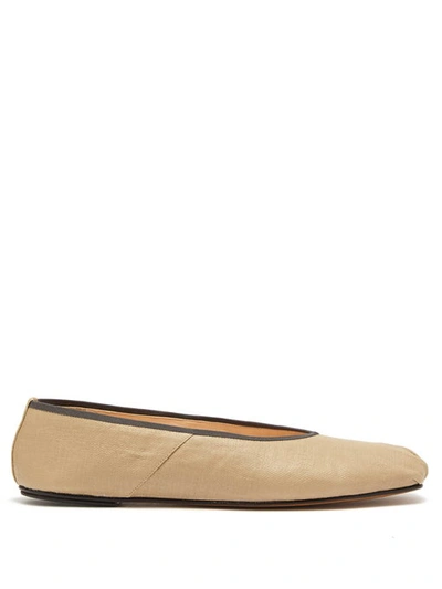 The Row Ballet Square-toe Canvas Flats In Beige