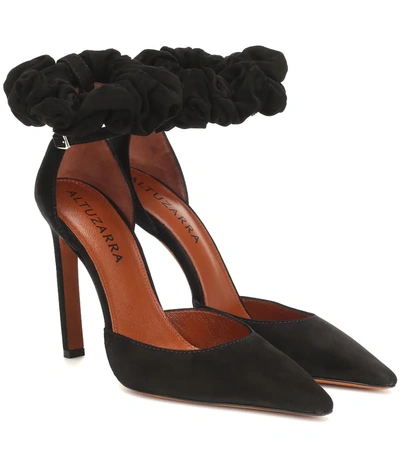 Altuzarra George Scrunchie-strap Suede Pumps In Black