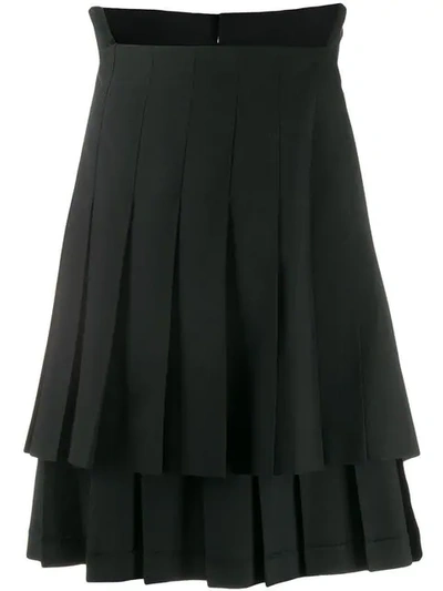 Pre-owned Comme Des Garçons Layered Pleated Skirt In Black