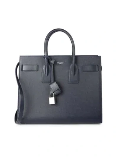 Saint Laurent Sac De Jour Small Grain De Poudre Leather Satchel Bag In Deep Marine