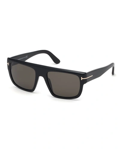 Tom Ford Men's Alessio Flat-top Acetate Sunglasses In Black