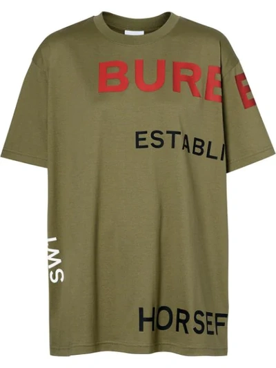 Burberry Horseferry Print Cotton Oversized T-shirt In Green | ModeSens