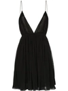 Saint Laurent Plunge Neckline Baby Doll Dress In Black