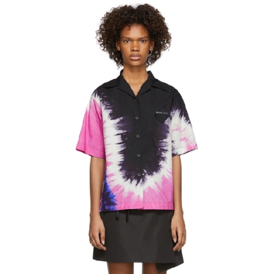 Prada Pink Tie-dye Short Sleeve Shirt In Multi Color