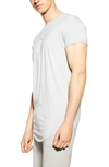 Topman Skinny Longline T-shirt In Gray-grey