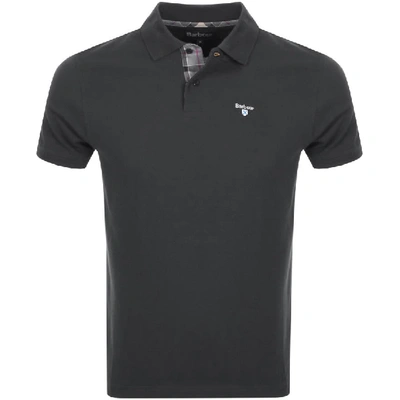 Barbour Regular Fit Tartan Pique Polo In Grey
