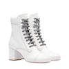 Miu Miu Women's Never Mind Block Heel Boots In Bianco Leather
