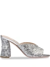 Miu Miu Women's Rocchetto Crystal Embellished Block Heel Sandals In Silver