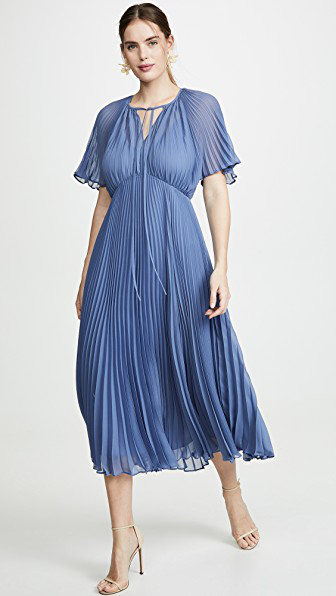 jill jill stuart blue pleated gown