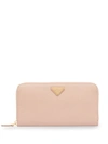 Prada Saffiano Leather Logo Plaque Wallet In Pink