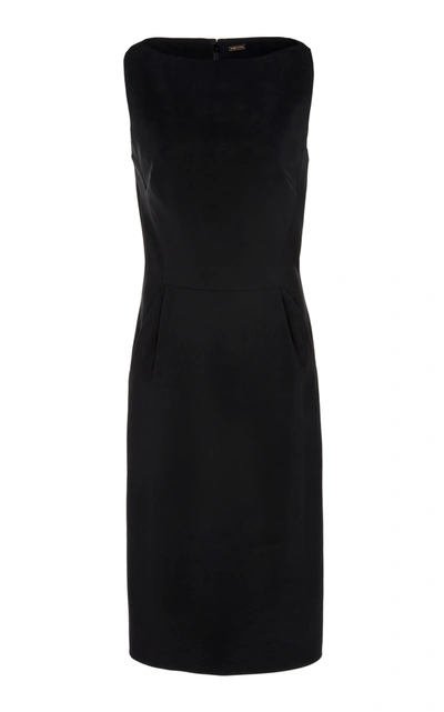 Adam Lippes Boatneck Bonded Neoprene Sheath Dress In Black
