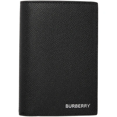 Burberry Grainy Leather Passport Holder In Black
