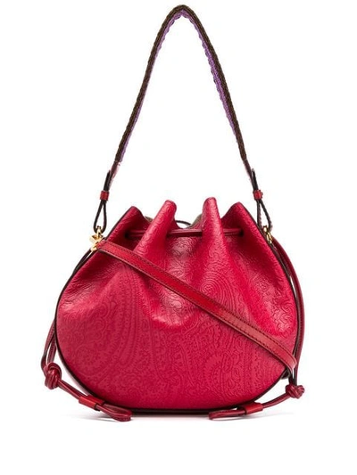 Etro Contrast Strap Bucket Bag - Red