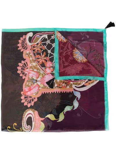 Etro Surrealistic Garden Print Scarf - Pink