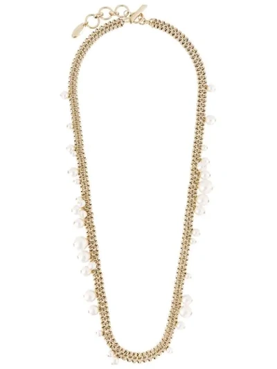 Lanvin Faux-pearl Wrap-twice Necklace In White
