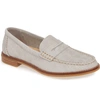 Sperry Seaport Penny Loafer In Grey Crocodile Print Nubuck