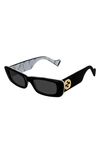 Gucci 52mm Rectangle Sunglasses - Black Acetate