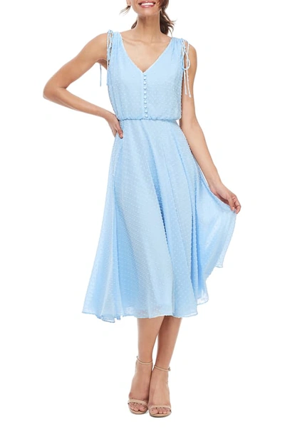 gal meets glam blue dress Collection Hilary Clip Dot Chiffon Midi In MN235 flare frock that can Size:7 UK / 8 US Weren Elegant Contour High
