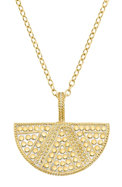 Anna Beck Beaded Half Moon Pendant Necklace In Gold