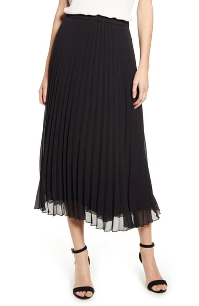 Anne Klein Pleated Georgette Midi Skirt In Anne Black