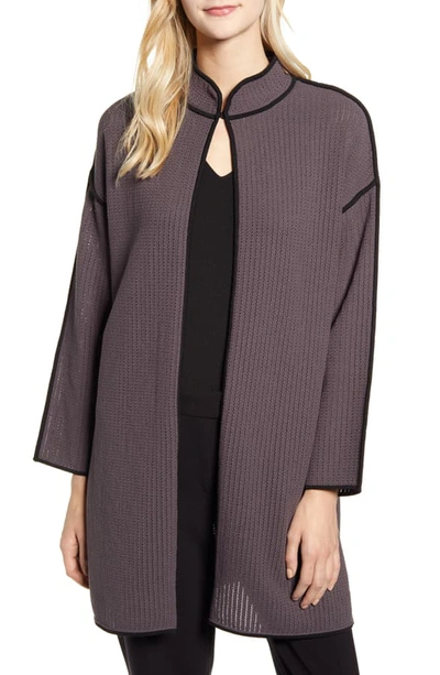 Anne Klein Sweater Jacket In Nantucket Grey/ Anne Black