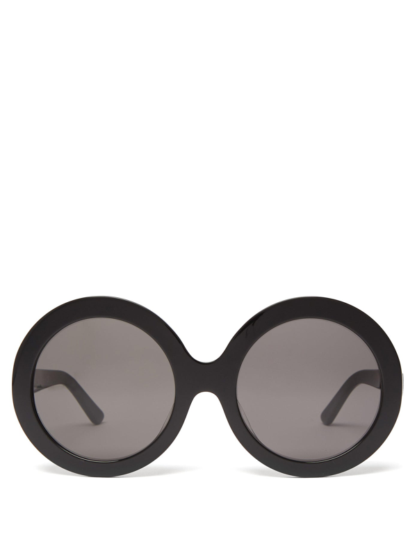 Celine Women's Oversized Round Sunglasses, 61mm In Shiny Black/ Smoke ...