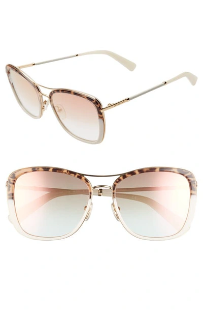 Longchamp Heritage 56mm Square Sunglasses In Animalier/ Ivory/ Gold