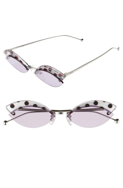 Fendi Defender 58mm Cat Eye Sunglasses In Silver/ Lilac