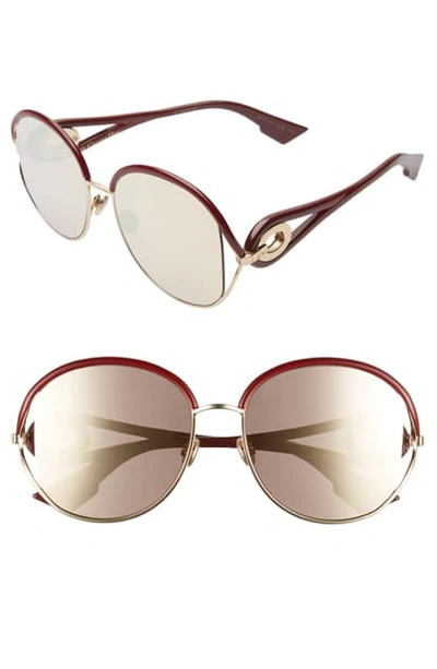Dior New Volutes Mirrored Round Sunglasses In Burgundy/ Gold