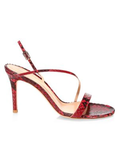 Gianvito Rossi Women's Manhattan Python Slingback Sandals In Tabasco Red