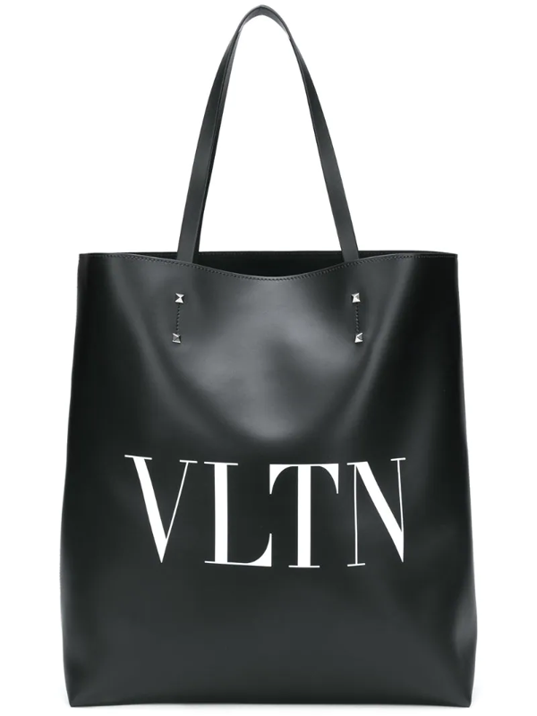 Valentino Garavani Vltn Calfskin Tote Bag In Black | ModeSens