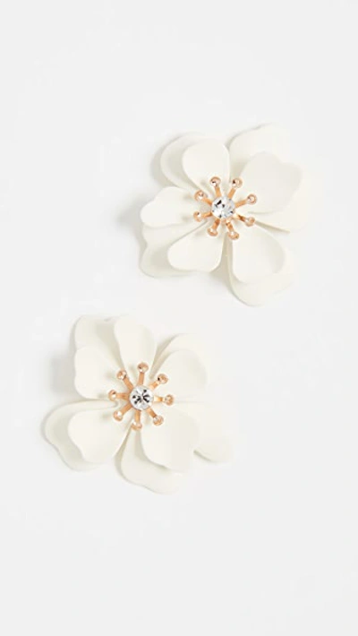 Shashi Bloom Crystal-embellished Stud Earrings In White