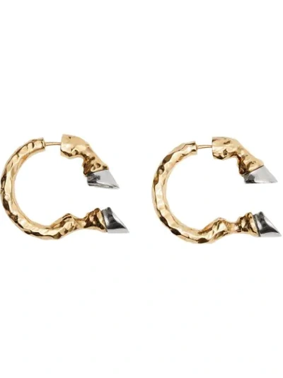 Burberry Gold And Palladium-plated Hoof Open-hoop Earrings In Light Gold/palladio