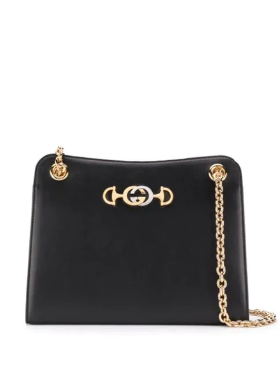 Gucci Zumi Embellished Leather Shoulder Bag In Black