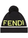 Fendi Logo-jacquard Wool Beanie In Black