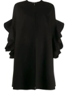 Valentino Ruffled Compact Draped Cape In Black