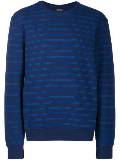 Apc Striped Pullover Sweatshirt In Blue