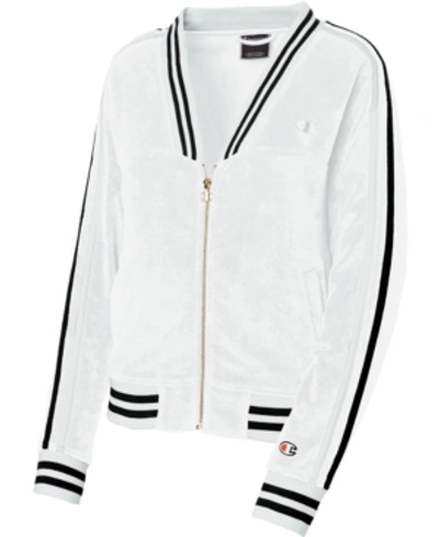 Champion V-neck Striped Warm-up Jacket In White