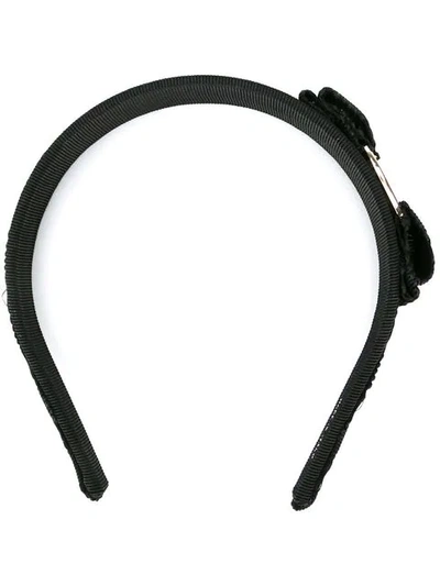 Ferragamo Black Fabric Vara Hairband In Nero/oro Ch.