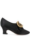 Gucci Satin Mid-heel Pump With Double G In Black Satin