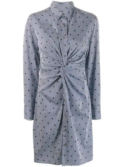 Karl Lagerfeld Dotted Shirt Dress In Blue