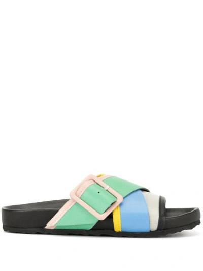 Pierre Hardy Crossover Stripe Slides In Green