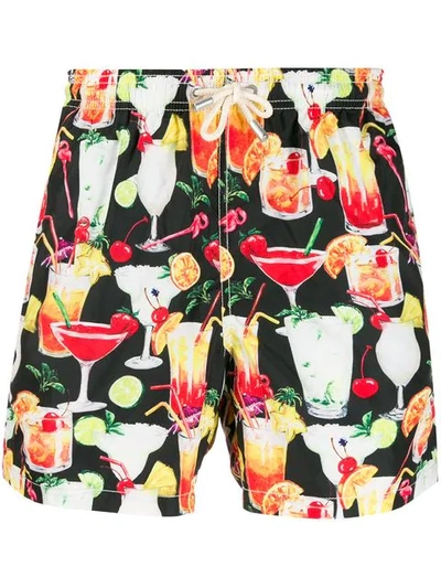 Mc2 Saint Barth Cocktail Pattern Swimming Shorts In Black